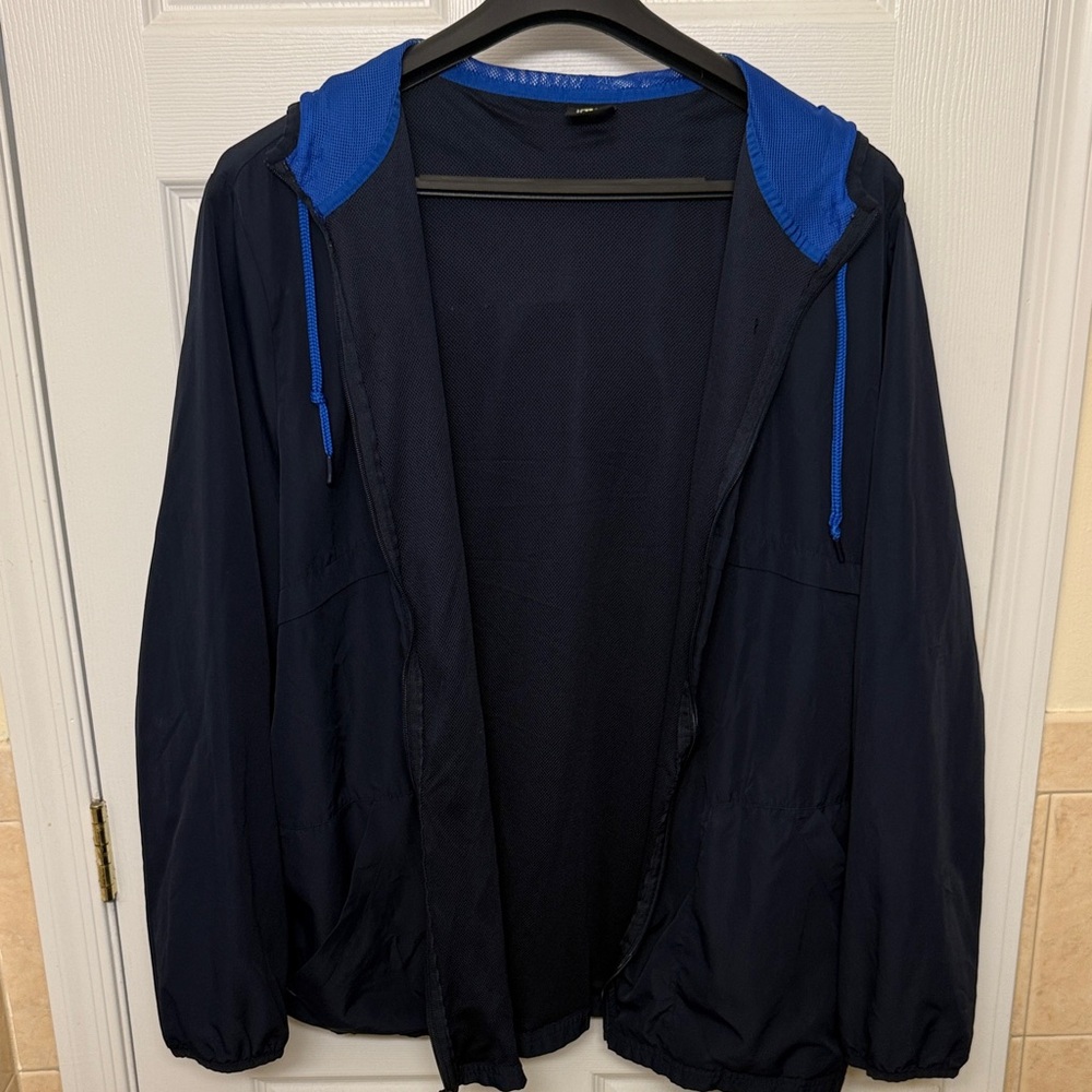 Men's Blue Hooded Wind Breaker Jacker